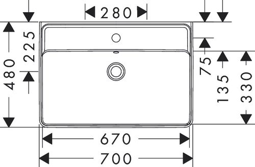 Hansgrohe-Xanuia-Q-Aufsatzwaschtisch-geschliffen-700-480-mit-Hahnloch-und-Ueberlauf-Weiss-60248450 gallery number 1